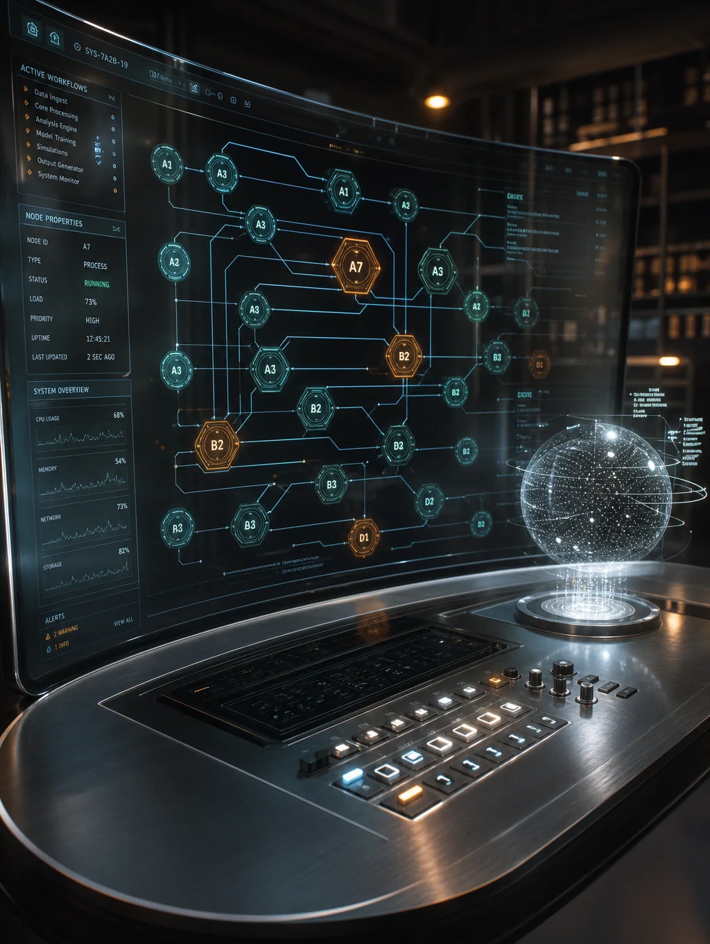 Abstract AI automation workflow and process diagram