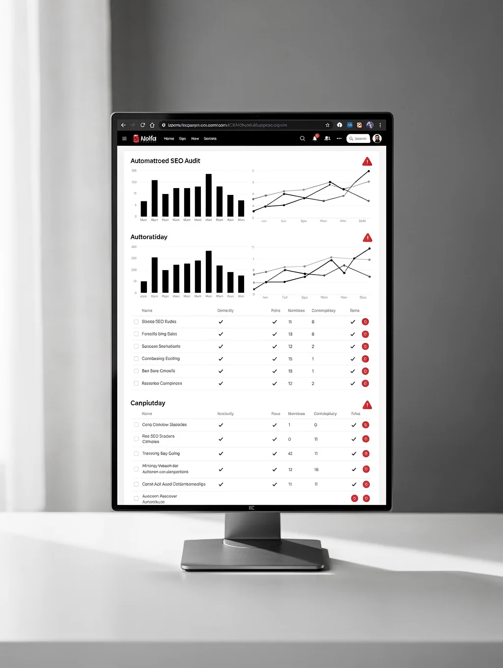 Technical SEO analytics dashboard
